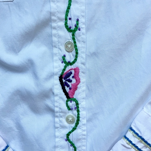 Vintage Lucky Brand woman’s blouse hand embroidered retro sz. M/L - Picture 3 of 9